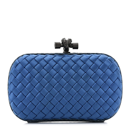 Bottega Veneta Satin Intreccio Impero Ayers Knot Clutch Blue 1 of 11