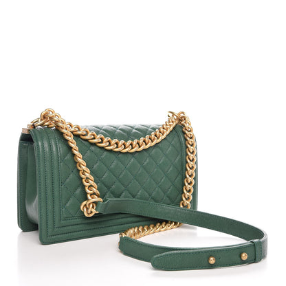 Chanel Caviar Quilted Medium Boy Flap Green 3 of 7