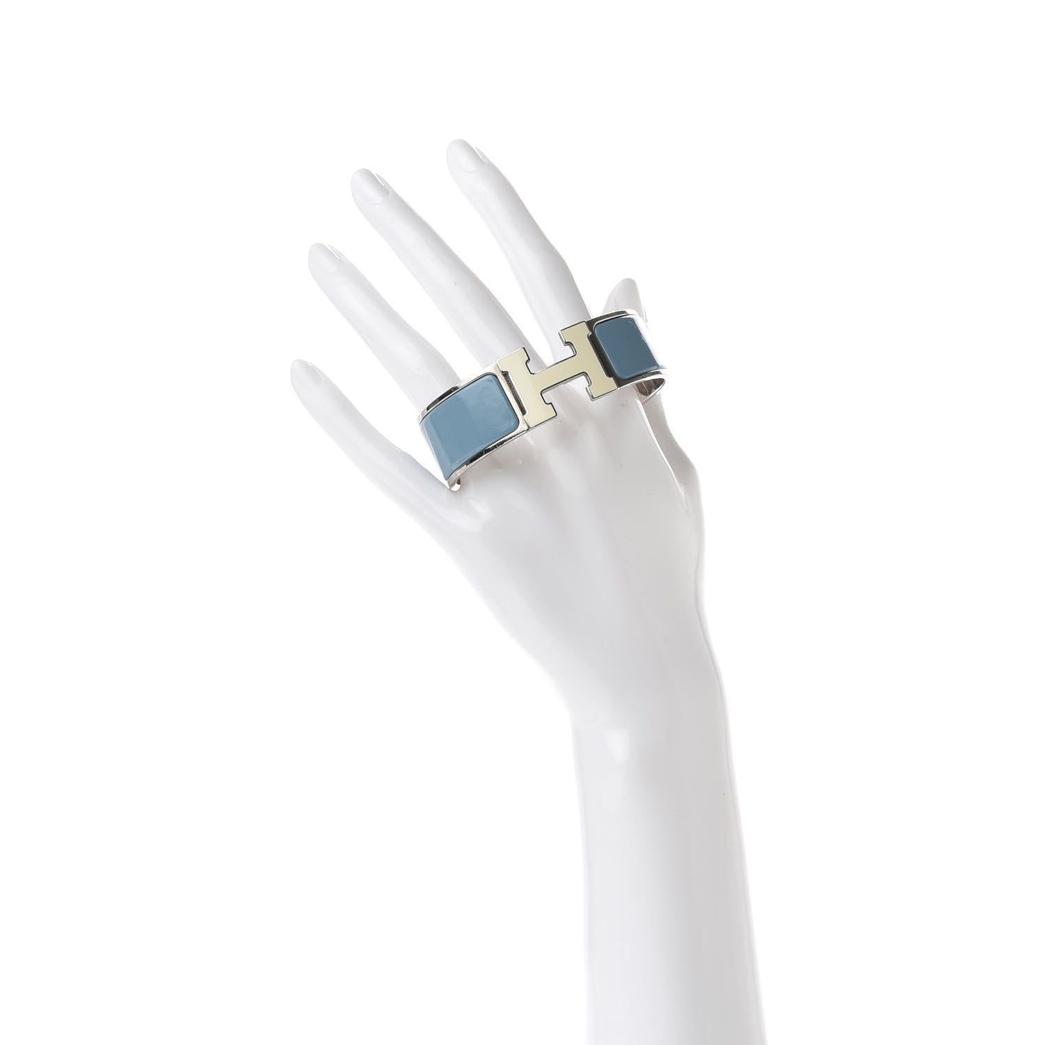 Hermes Enamel Wide Clic Clac H Bracelet GM Aigue Marine 2 of 6