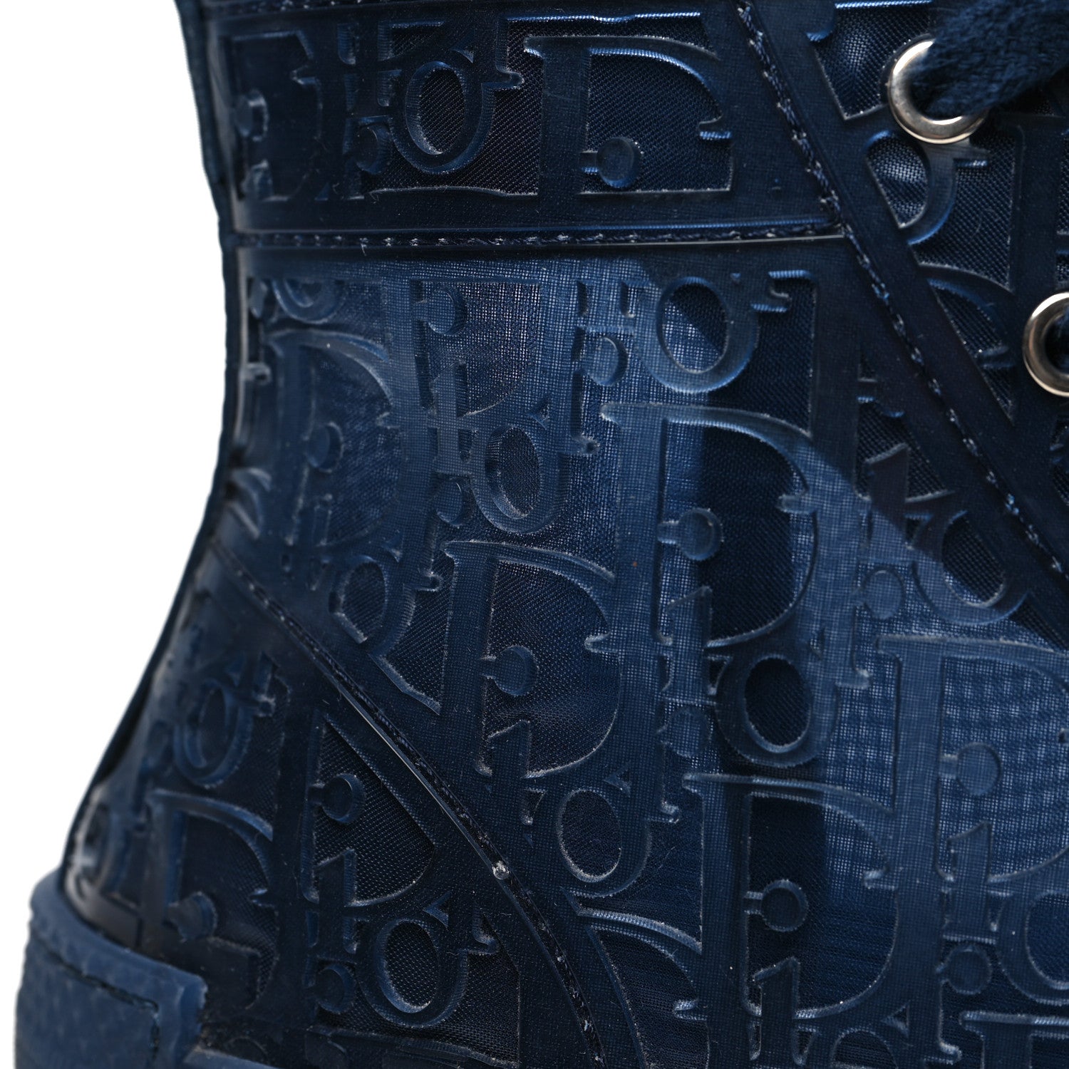 Christian Dior Transparent Canvas Raised Oblique Mens B23 High Top Sneakers 43 Blue 10 of 10