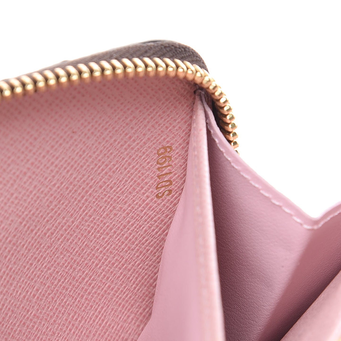 Damier Ebene Zippy Wallet Rose Ballerine
