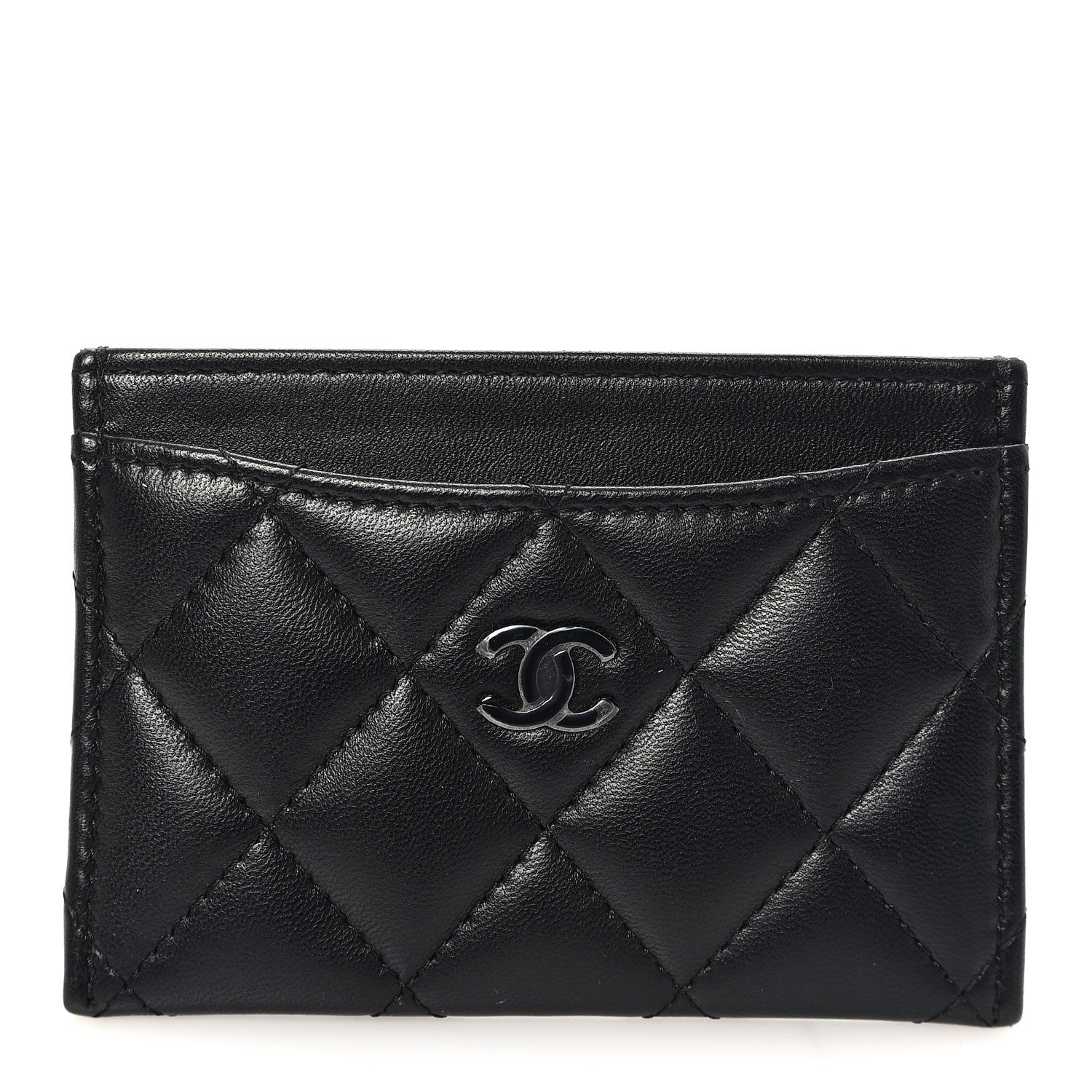 Chanel Pearly Lambskin Quilted Card Holder So Black 1 of 8