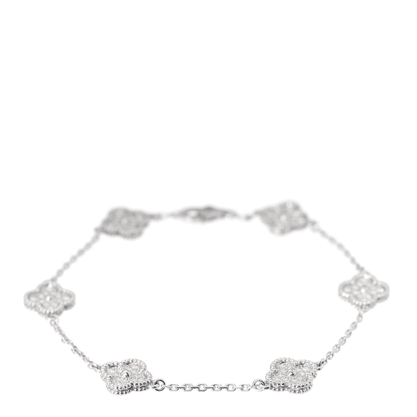 18K White Gold Diamond 6 Motifs Sweet Alhambra Bracelet