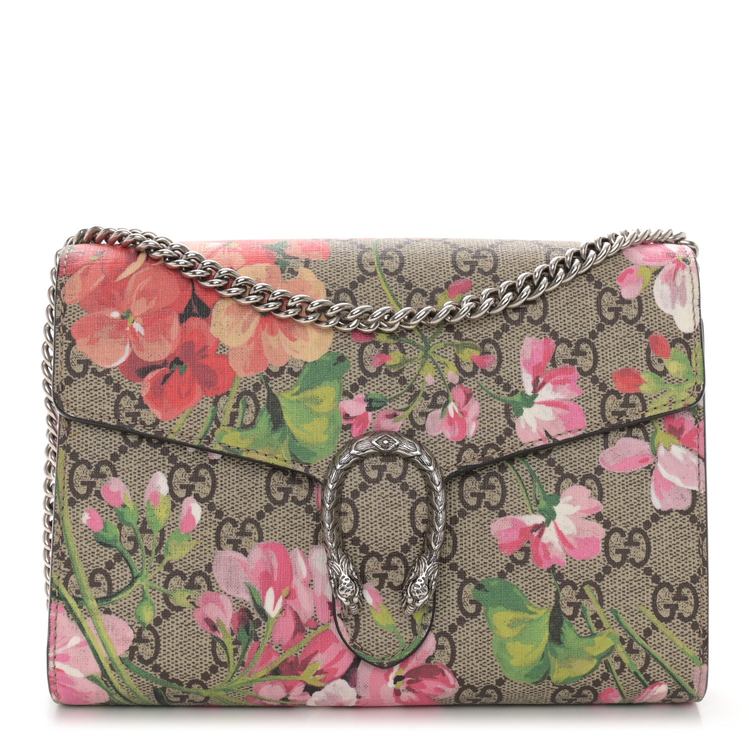 Gucci GG Supreme Monogram Blooms Mini Dionysus Chain Wallet Beige Multicolor Dry Rose 1 of 10