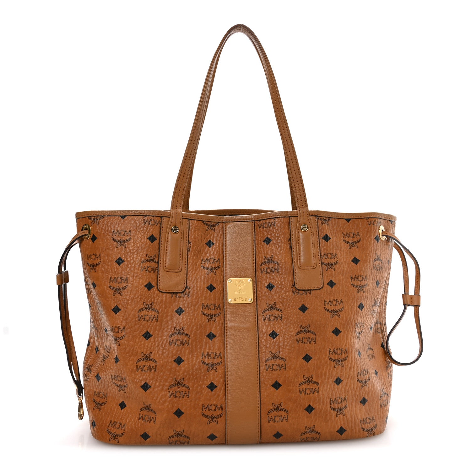 MCM Visetos Medium Liz Reversible Shopper Tote Cognac 1 of 16