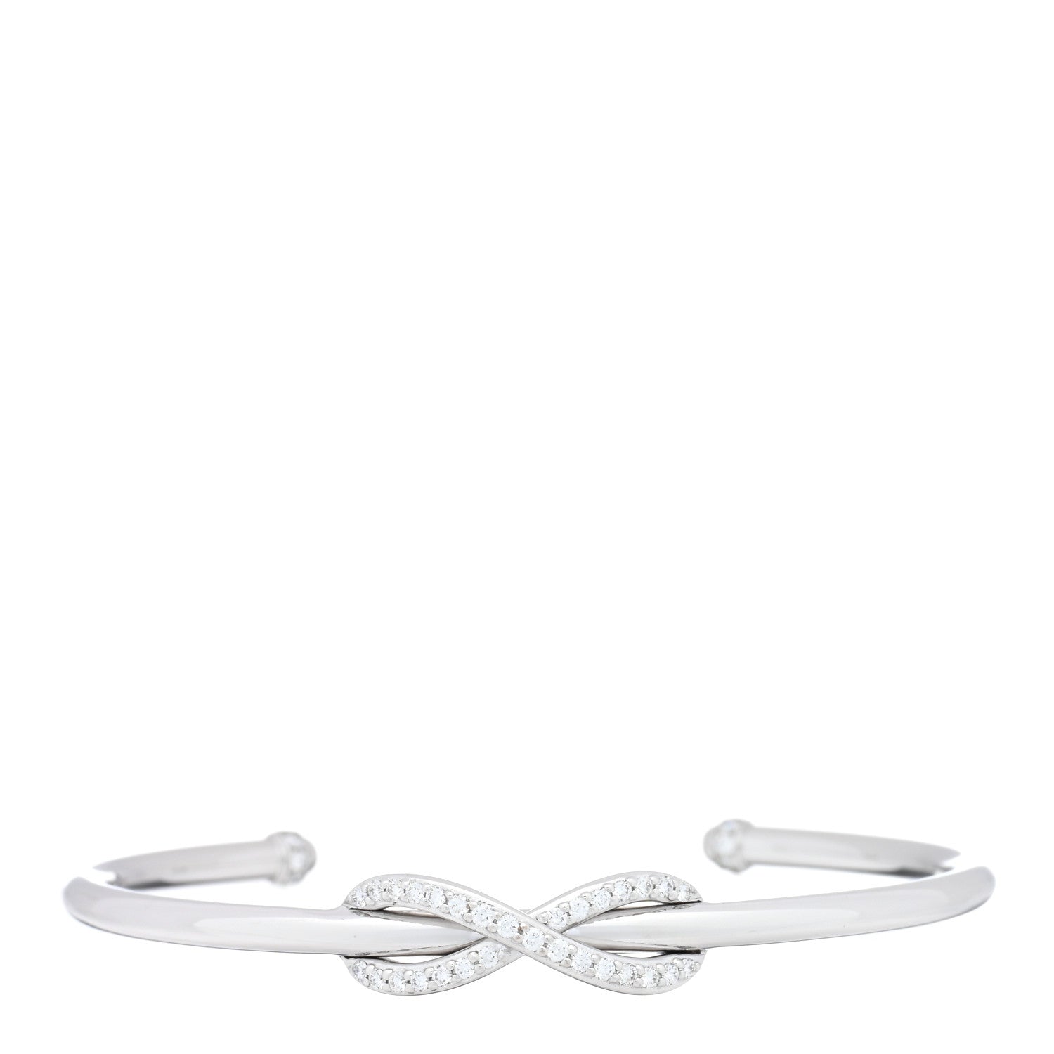 Tiffany 18K White Gold Diamond Infinity Cuff Bracelet 1 of 3