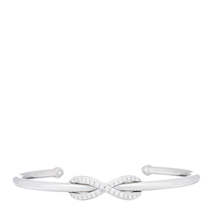 Tiffany 18K White Gold Diamond Infinity Cuff Bracelet 1 of 3