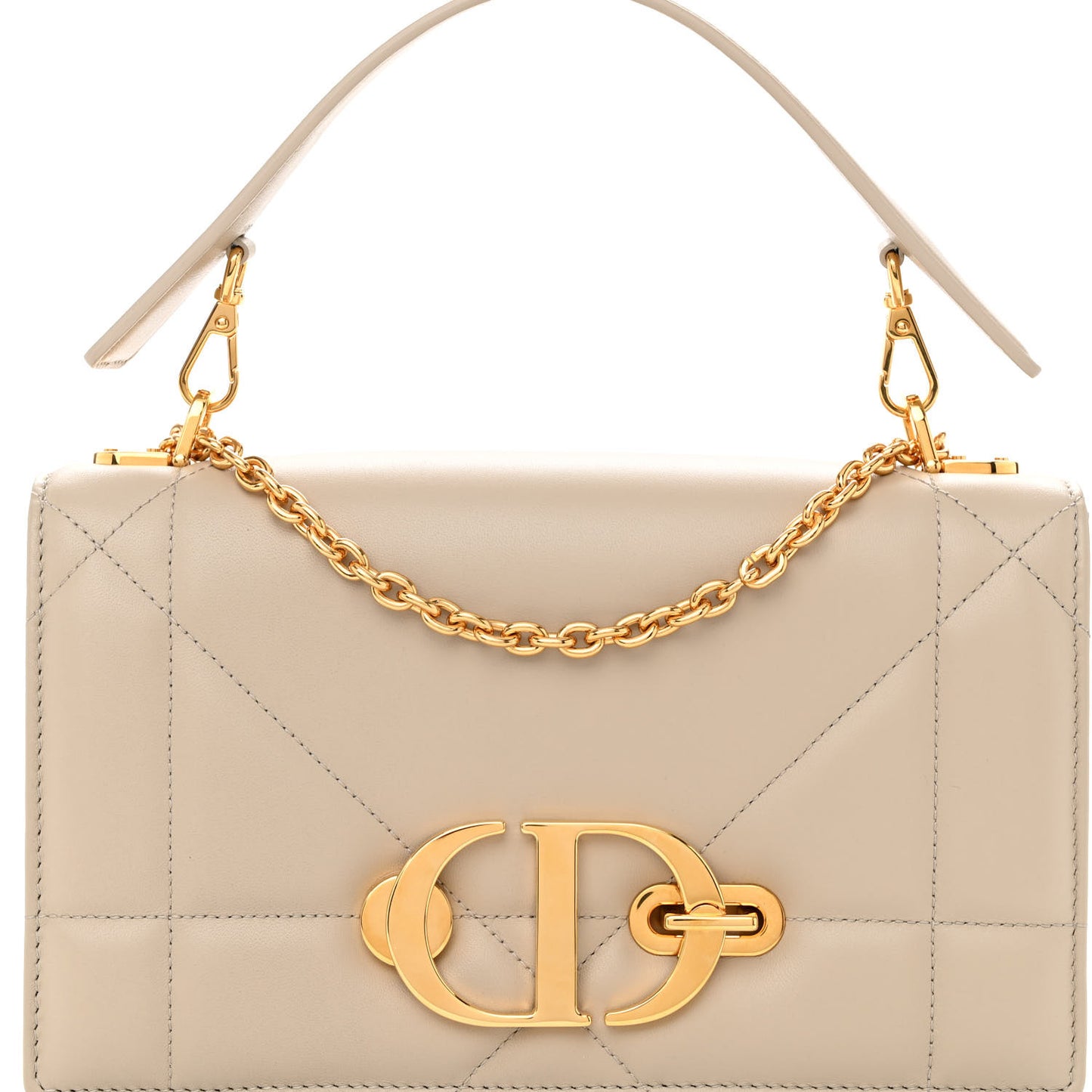Lambskin Maxi Cannage 30 Montaigne Chain Top Handle Bag Beige
