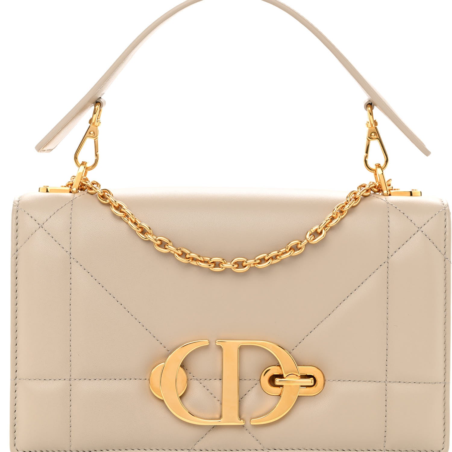 Christian Dior Lambskin Maxi Cannage 30 Montaigne Chain Top Handle Bag Beige 8 of 12