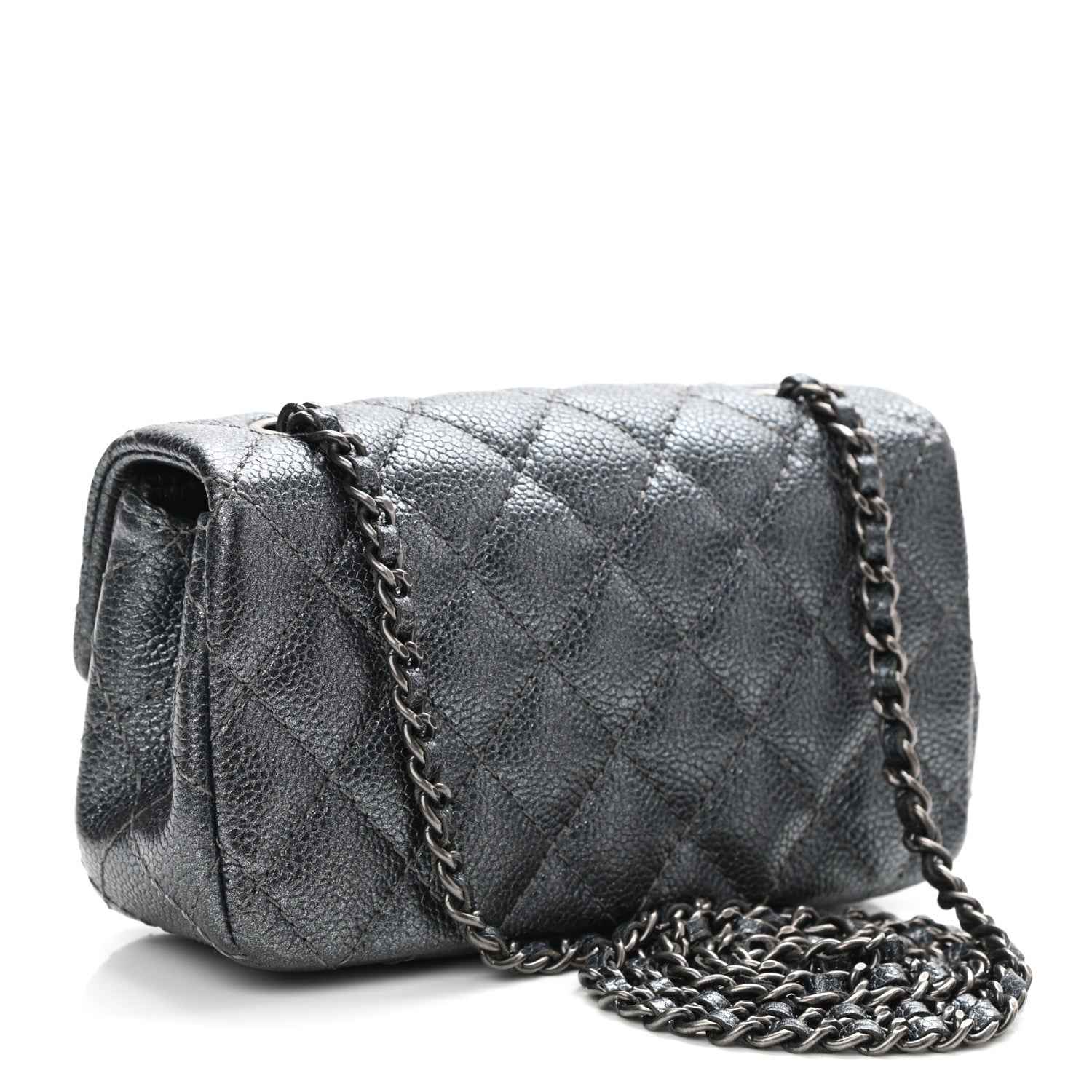 Chanel Metallic Caviar Quilted Extra Mini Flap Charcoal 3 of 11