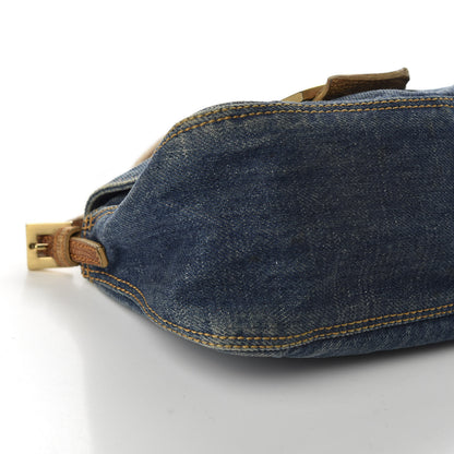Fendi Denim Lizard Mini Mama Baguette Blue 7 of 10