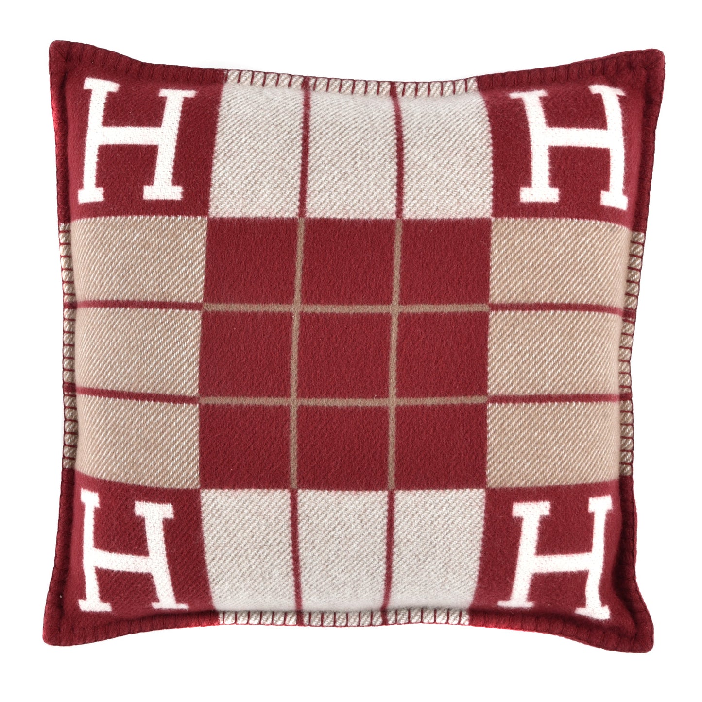 Wool Cashmere Avalon III Pillow PM Ecru Rouge