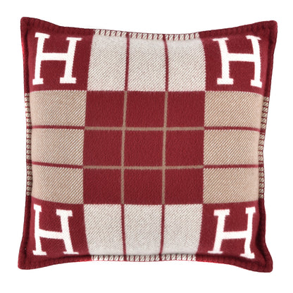 Hermes Wool Cashmere Avalon III Pillow PM Ecru Rouge 1 of 3