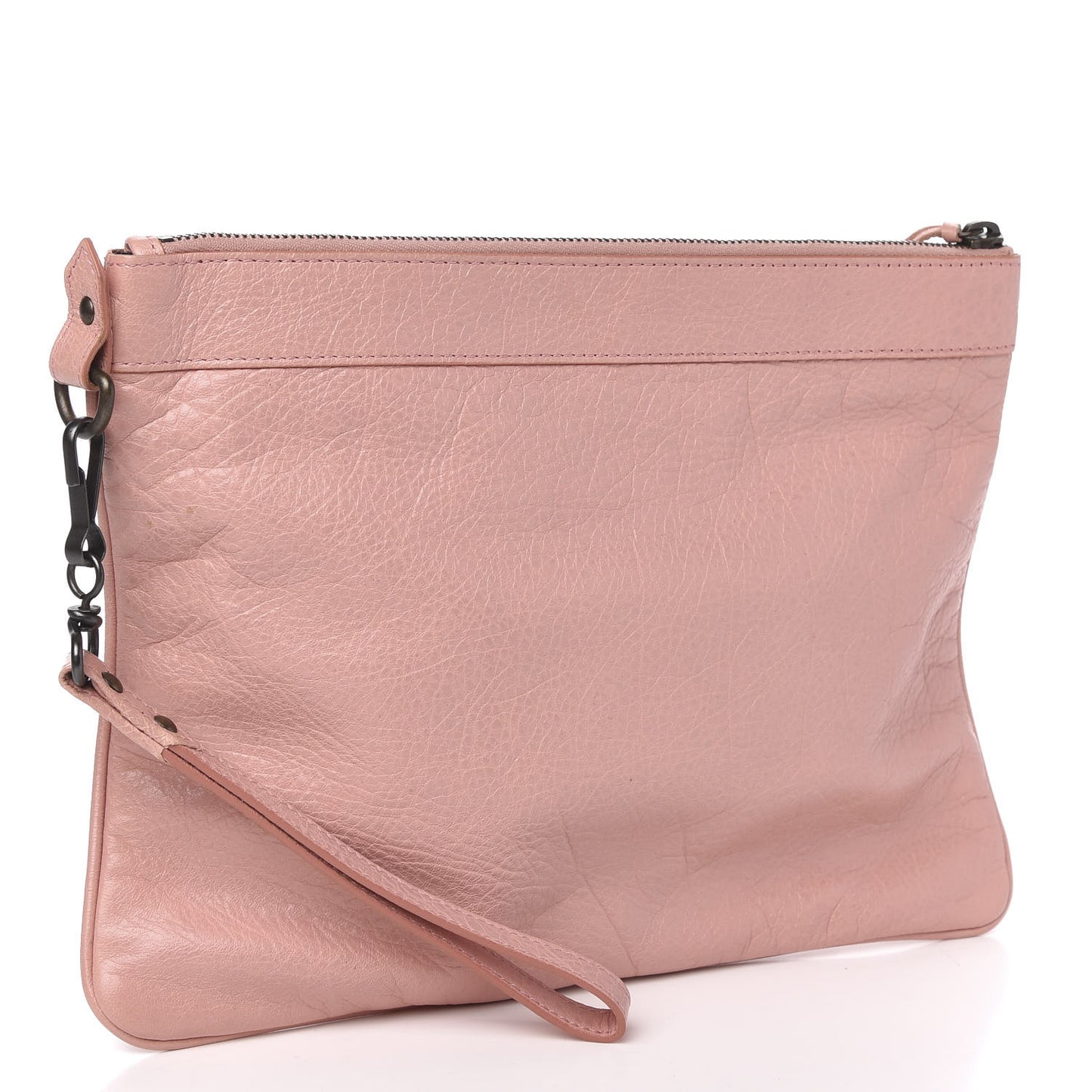 Agneau Classic Hardware Flat Handle Clutch Rose Peche