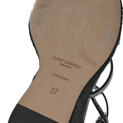 Saint Laurent Calfskin Cassandra Espadrille 105mm Wedges 37 Black 7 of 9