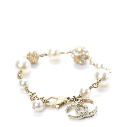 Chanel Pearl Crystal CC Bracelet Gold 1 of 4