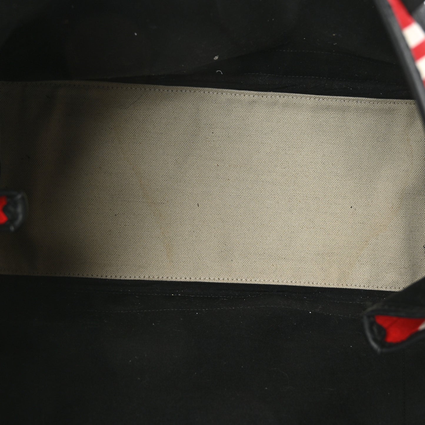 Canvas Navy Striped Cabas M Red