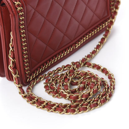 Chanel Calfskin Quilted Chain Around Boy Wallet On Chain WOC Red 10 of 10