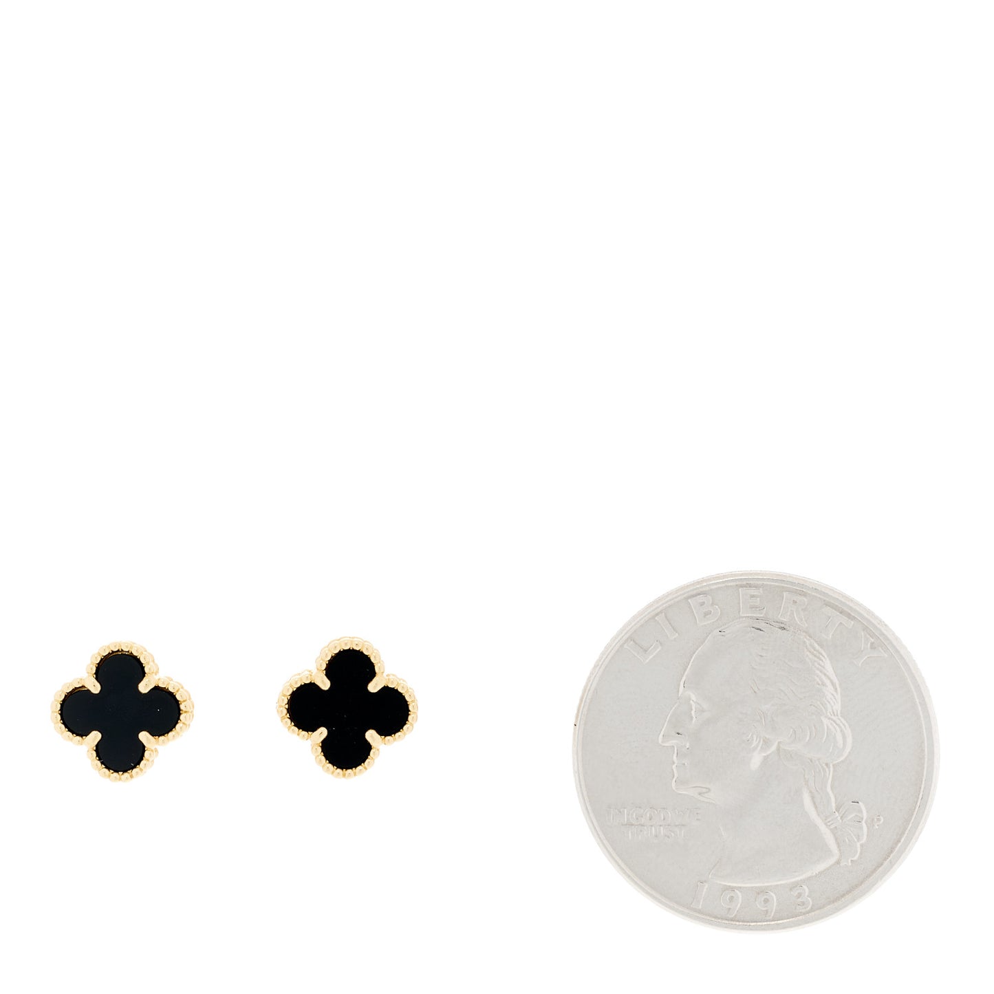 18K Yellow Gold Black Onyx Sweet Alhambra Earrings