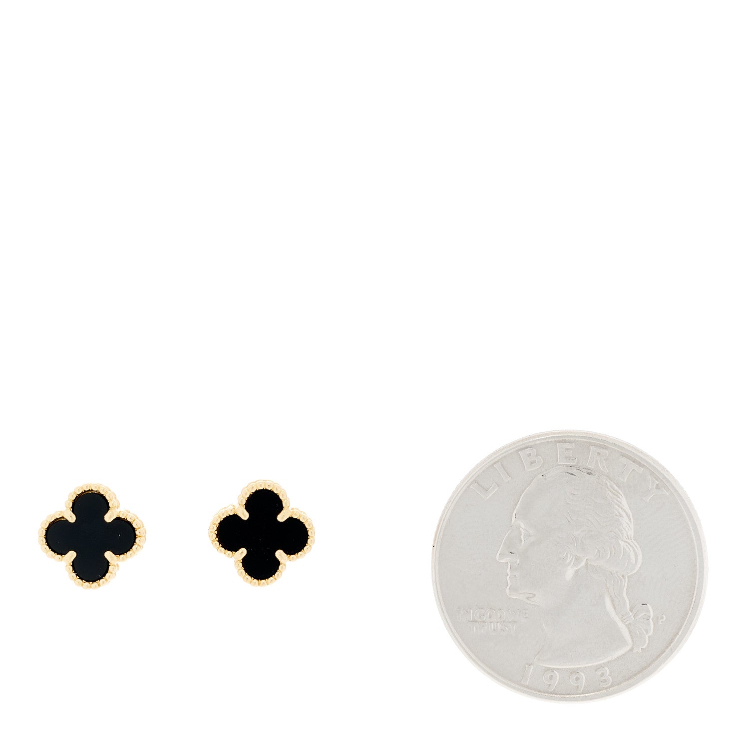 Van Cleef & Arpels 18K Yellow Gold Black Onyx Sweet Alhambra Earrings 2 of 5