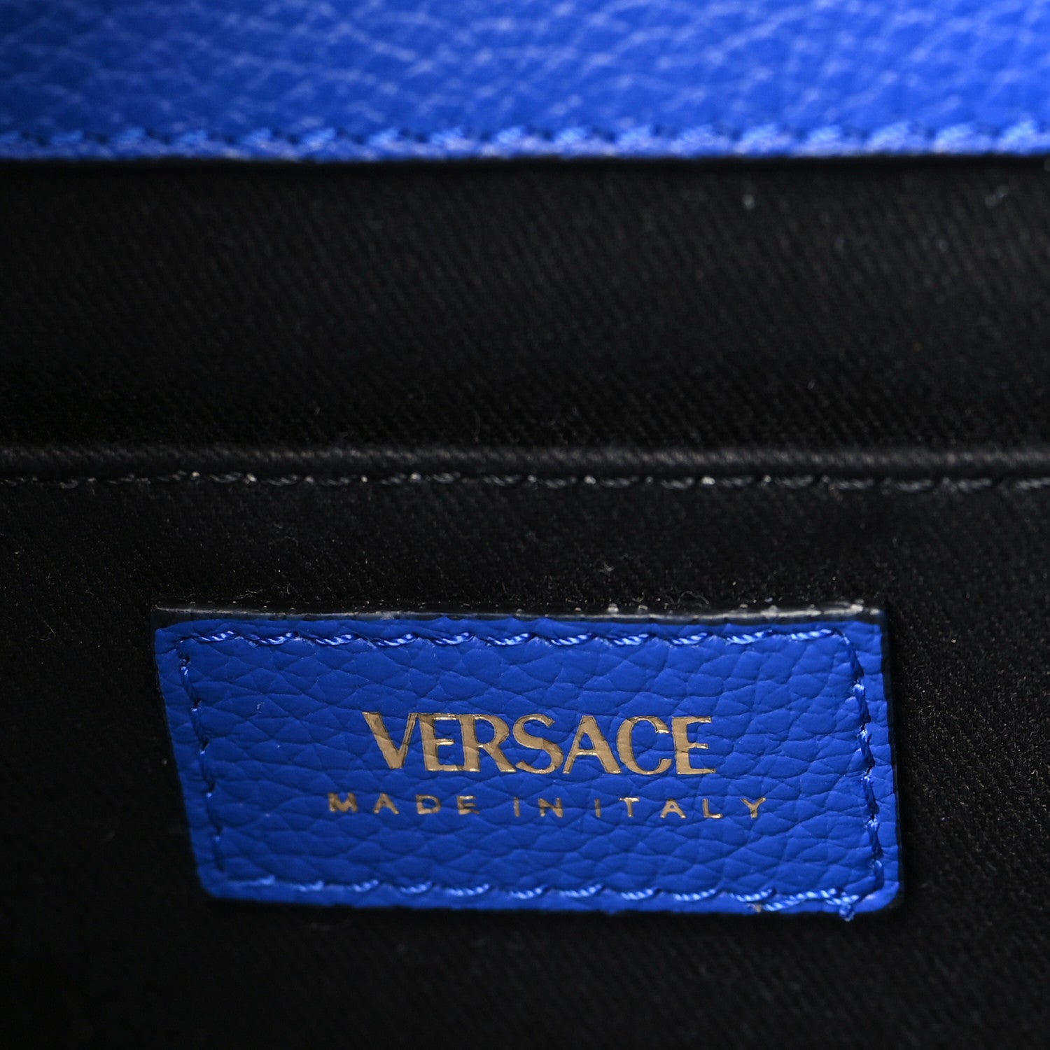 Versace Grainy Calfskin Virtus Chain Crossbody Blue 6 of 8