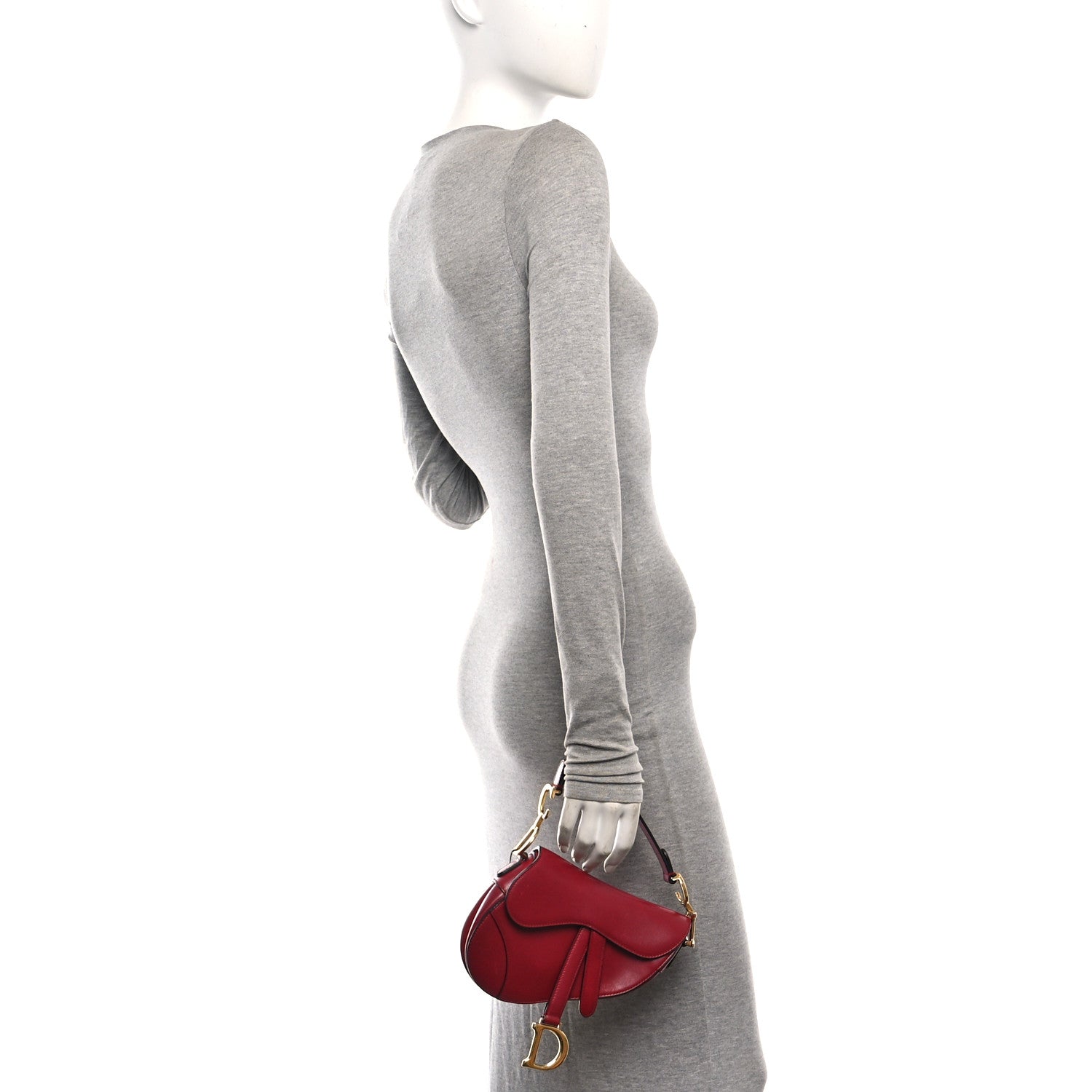 Christian Dior Calfskin Mini Saddle Bag Red 2 of 13
