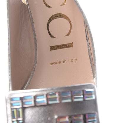 Gucci Metallic Nappa Crystal Square G Madelyn Slingbacks 36 Silver 6 of 10