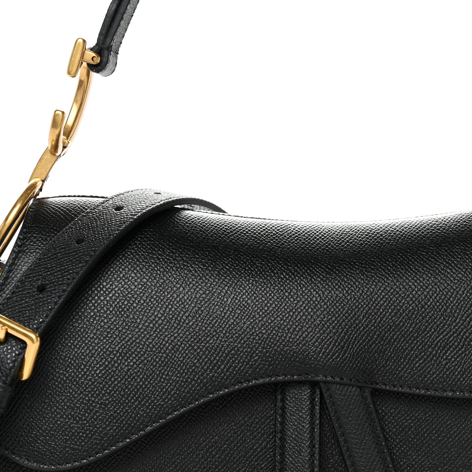 Christian Dior Grained Calfskin Saddle Bag With Strap Black 8 of 10