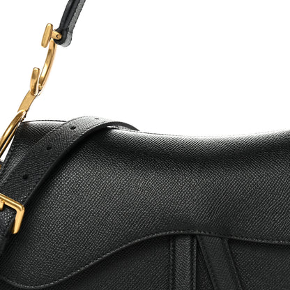 Christian Dior Grained Calfskin Saddle Bag With Strap Black 8 of 10