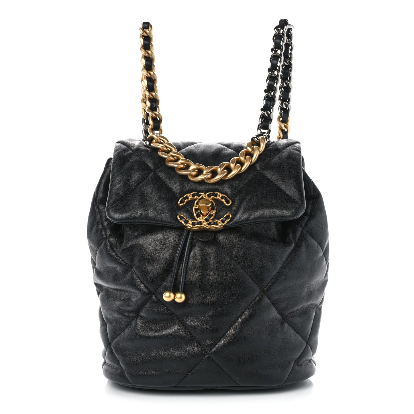 Lambskin Quilted Chanel 19 Backpack Black