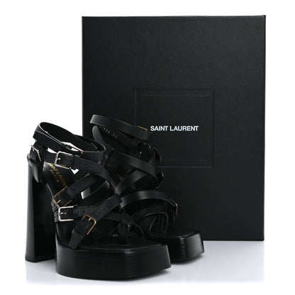 Saint Laurent Calfskin 105 Platz Platform Sandals 35 Black 14 of 14