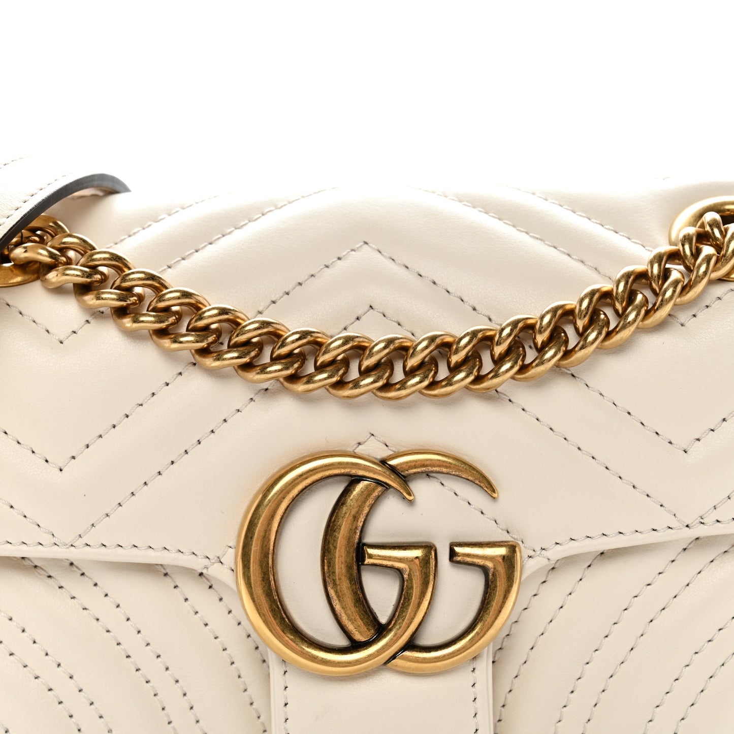 Calfskin Matelasse Mini GG Marmont Shoulder Bag White