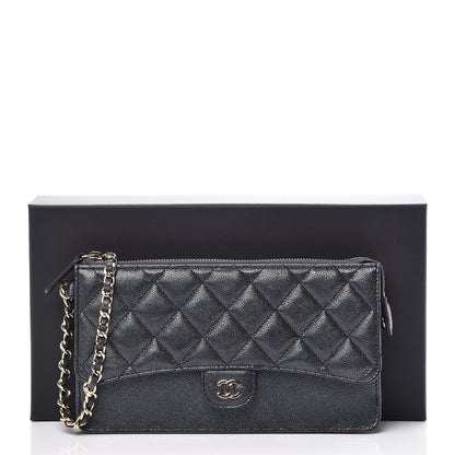 Chanel Iridescent Caviar Quilted Classic Pouch With Handle Black 8 of 8