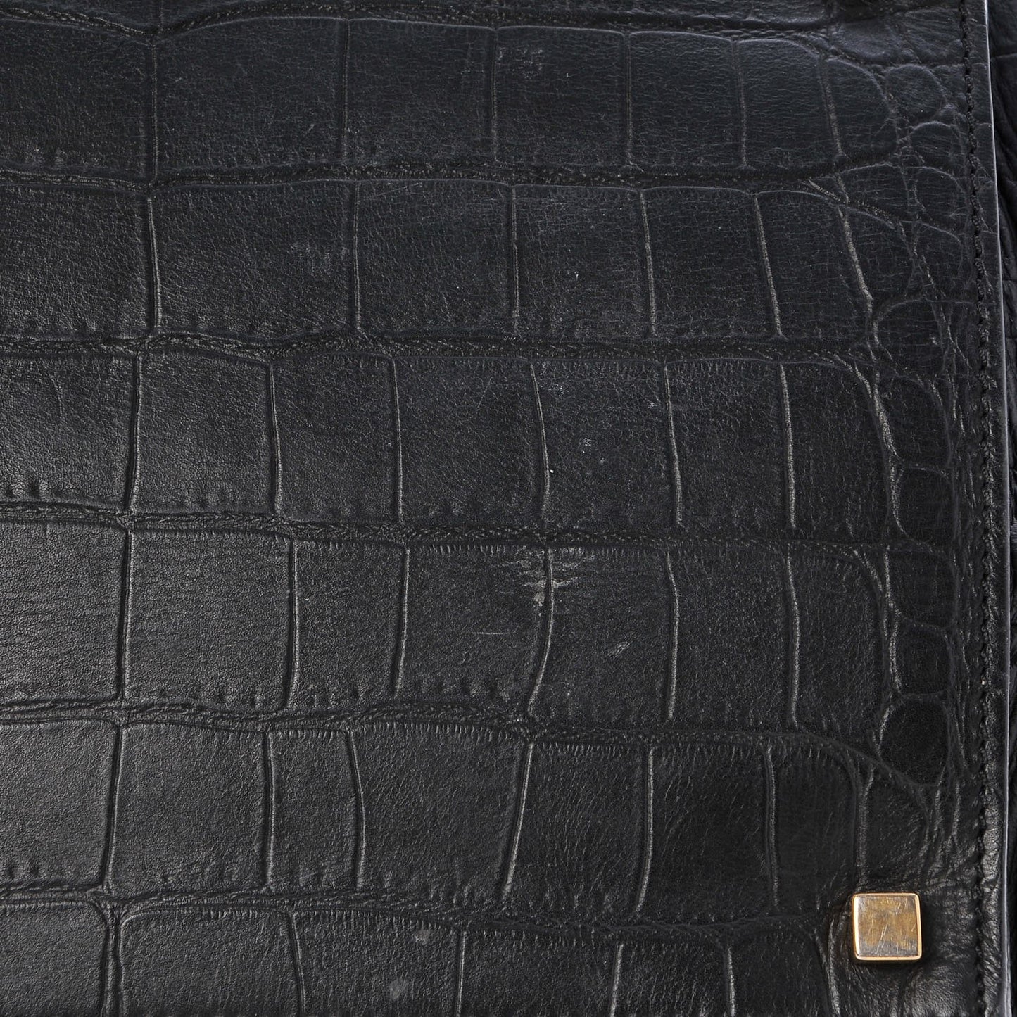 Crocodile Embossed Calfskin Medium Phantom Luggage Black