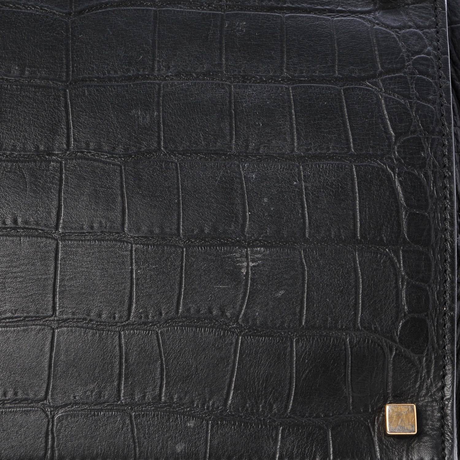 Celine Crocodile Embossed Calfskin Medium Phantom Luggage Black 10 of 10