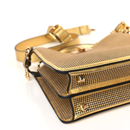 Fendi X VERSACE Vitello Laminato Nappa Perforated Fendace FF Baroque Medium Peekaboo I SEE U Satchel Gold 8 of 9