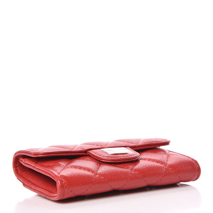 Chanel Caviar Quilted Flap Card Holder Wallet Red 4 of 9