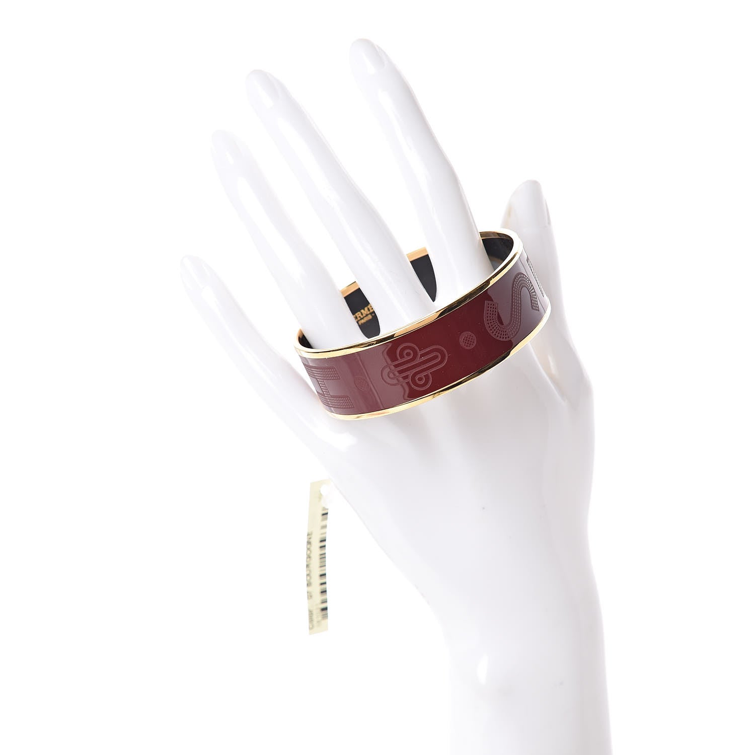 Hermes Enamel Wide Printed Sellier Bracelet 65 Bourgogne 2 of 5