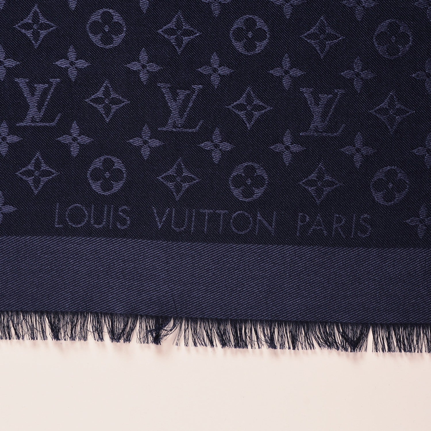 Louis Vuitton Silk Wool Monogram Shawl Night Blue 4 of 5