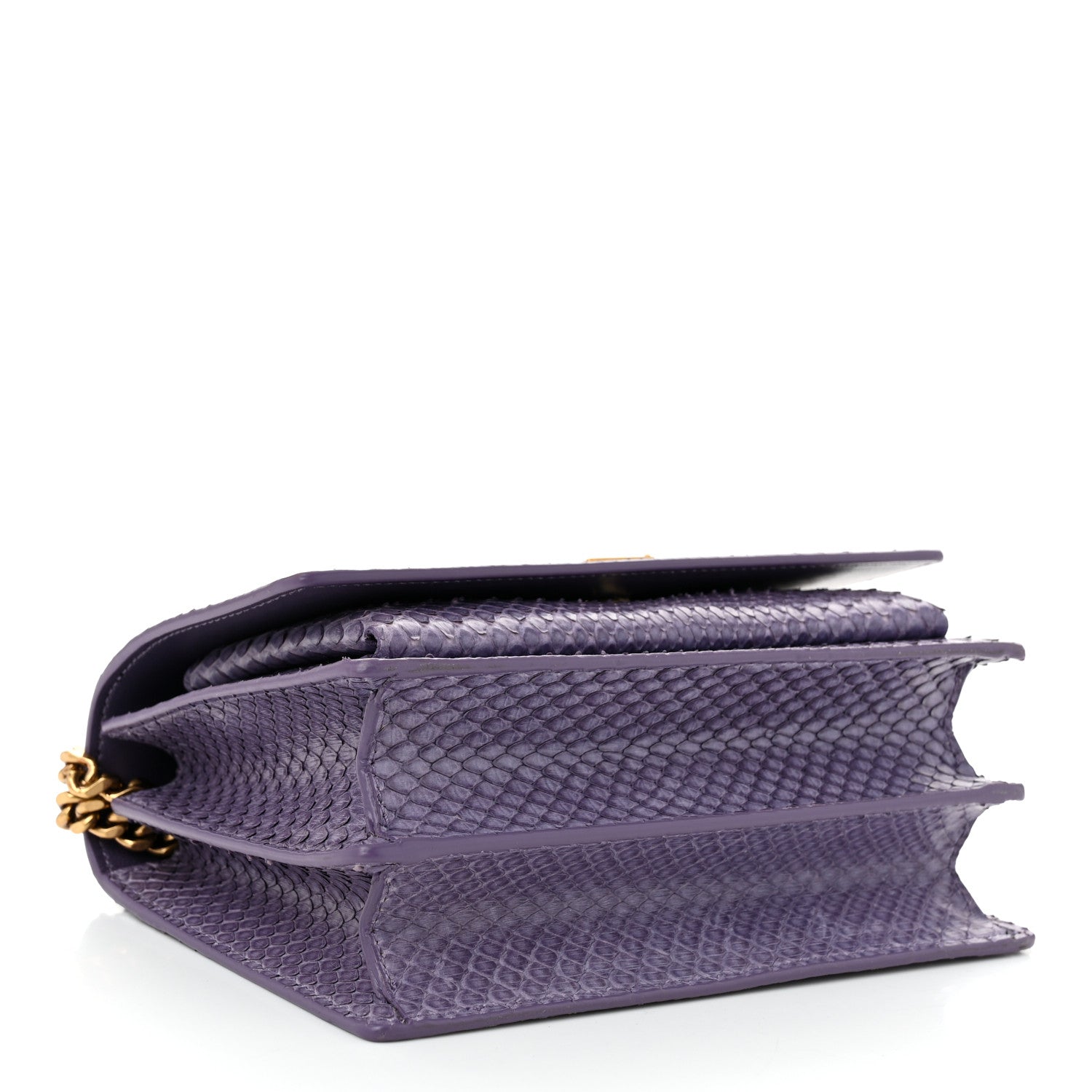Saint Laurent Calfskin Snakeskin Small Monogram Sunset Purple