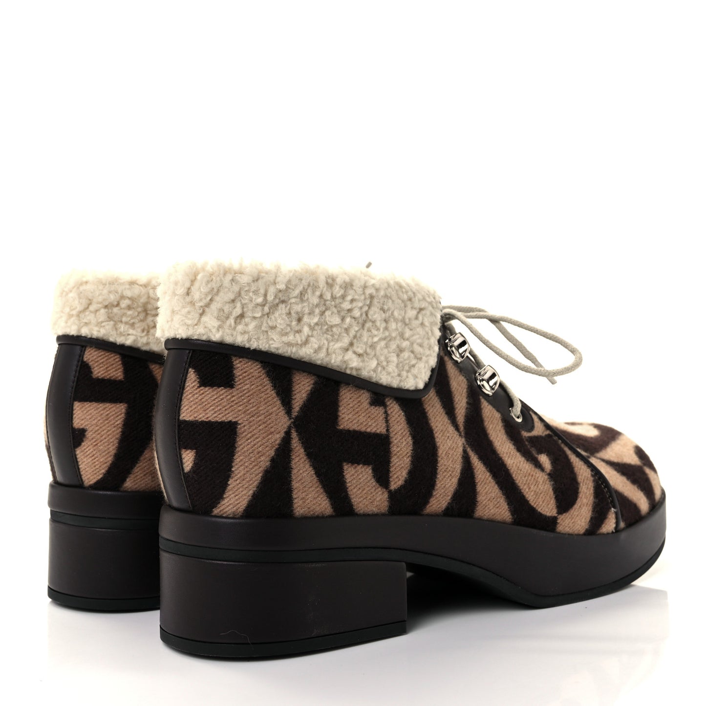 Wool Faux Shearling G Rhombus Womens Victor Ankle Boots 40 Beige Cocoa