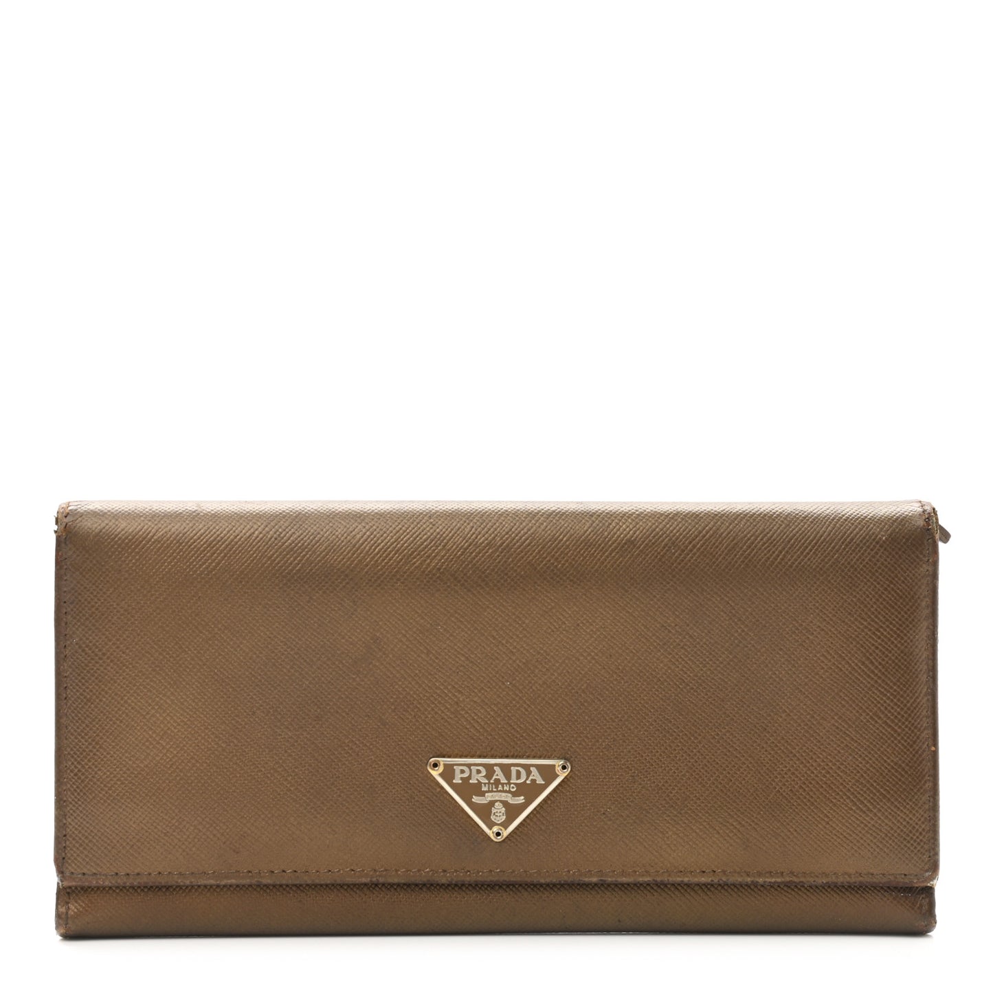 Metallic Saffiano Continental Flap Wallet Bronze