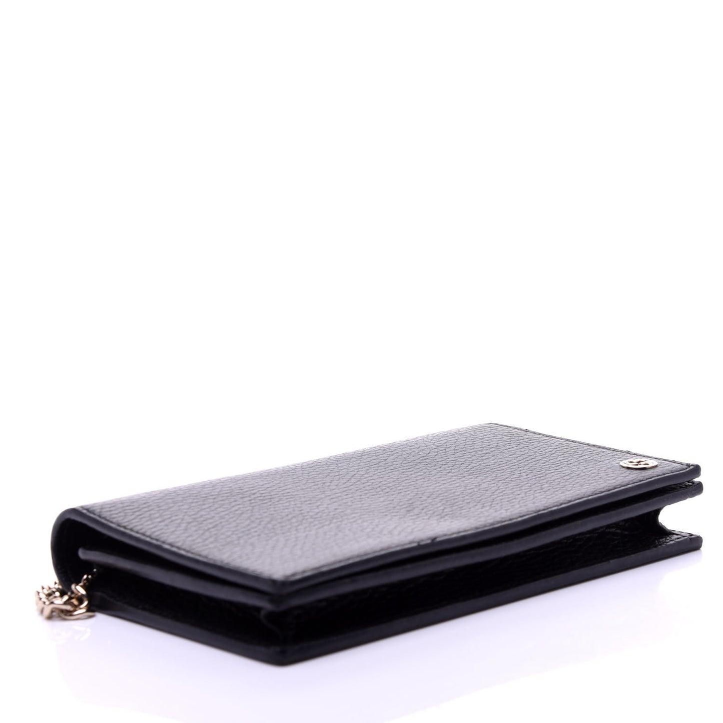 Dollar Calfskin Medium Betty Chain Wallet Black