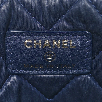 Chanel Lambskin Quilted Medium Boy Cosmetic Case Navy 7 of 10