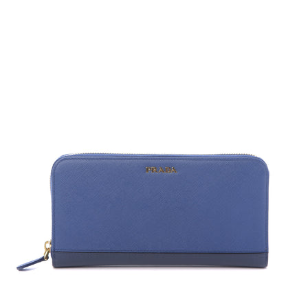 Prada Saffiano Stripe Zip Around Wallet Azzurro Bluette 1 of 10