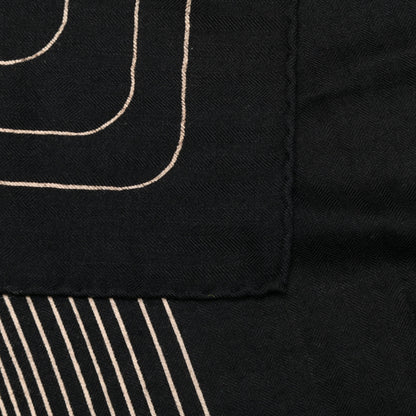 Hermes Cashmere Silk Pegase Paysage Shawl 140 Black Beige 3 of 6