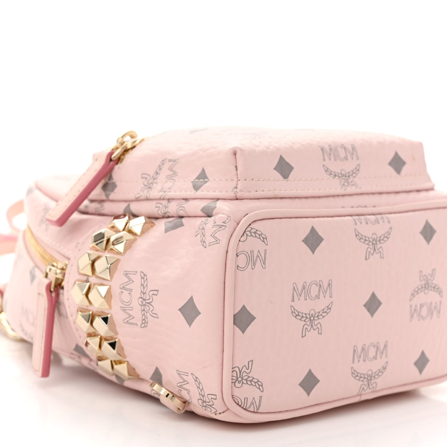MCM Visetos Side Stud X-Mini Stark Bebe Boo Backpack Soft Pink 8 of 10