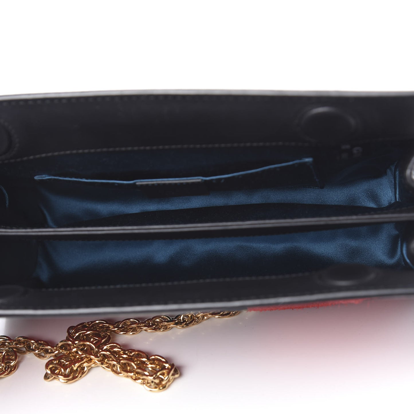 Suede Patent Web Small Ophidia Chain Shoulder Bag Hibiscus Red Black