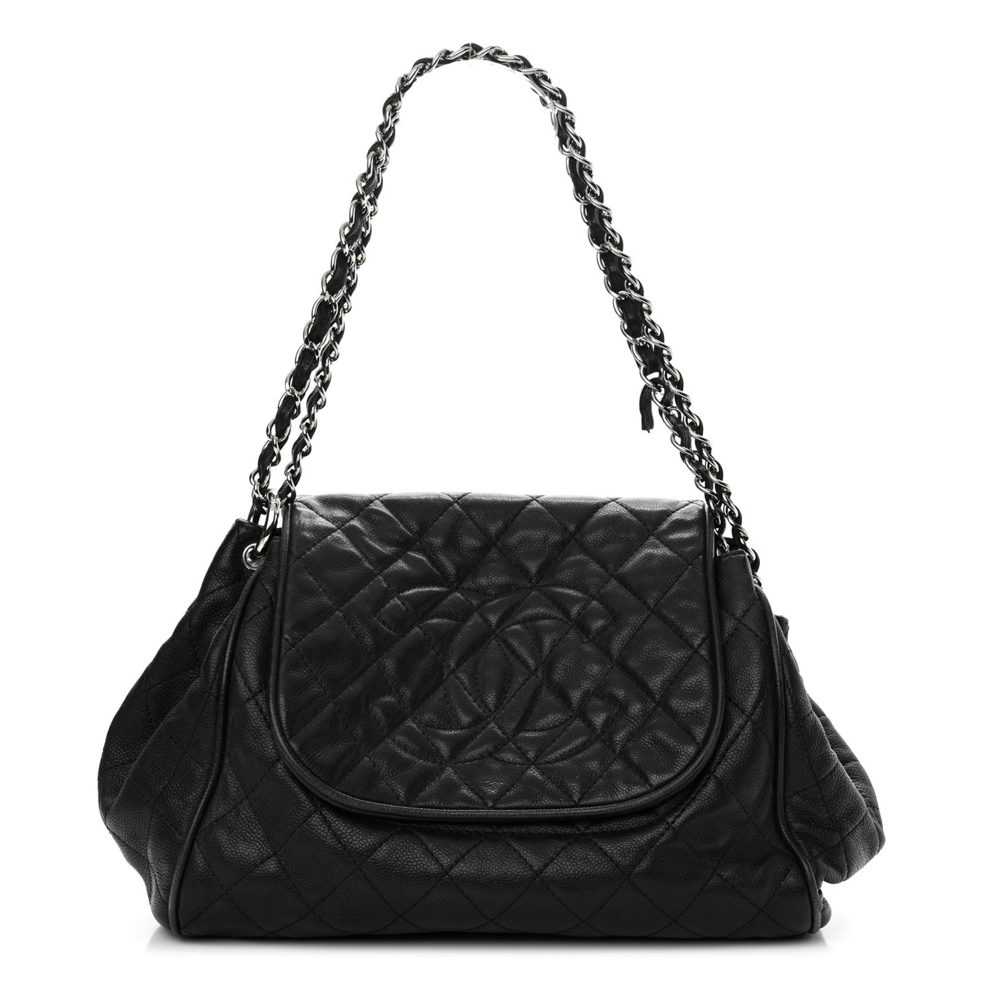 Caviar Quilted Timeless Accordion Flap Black
