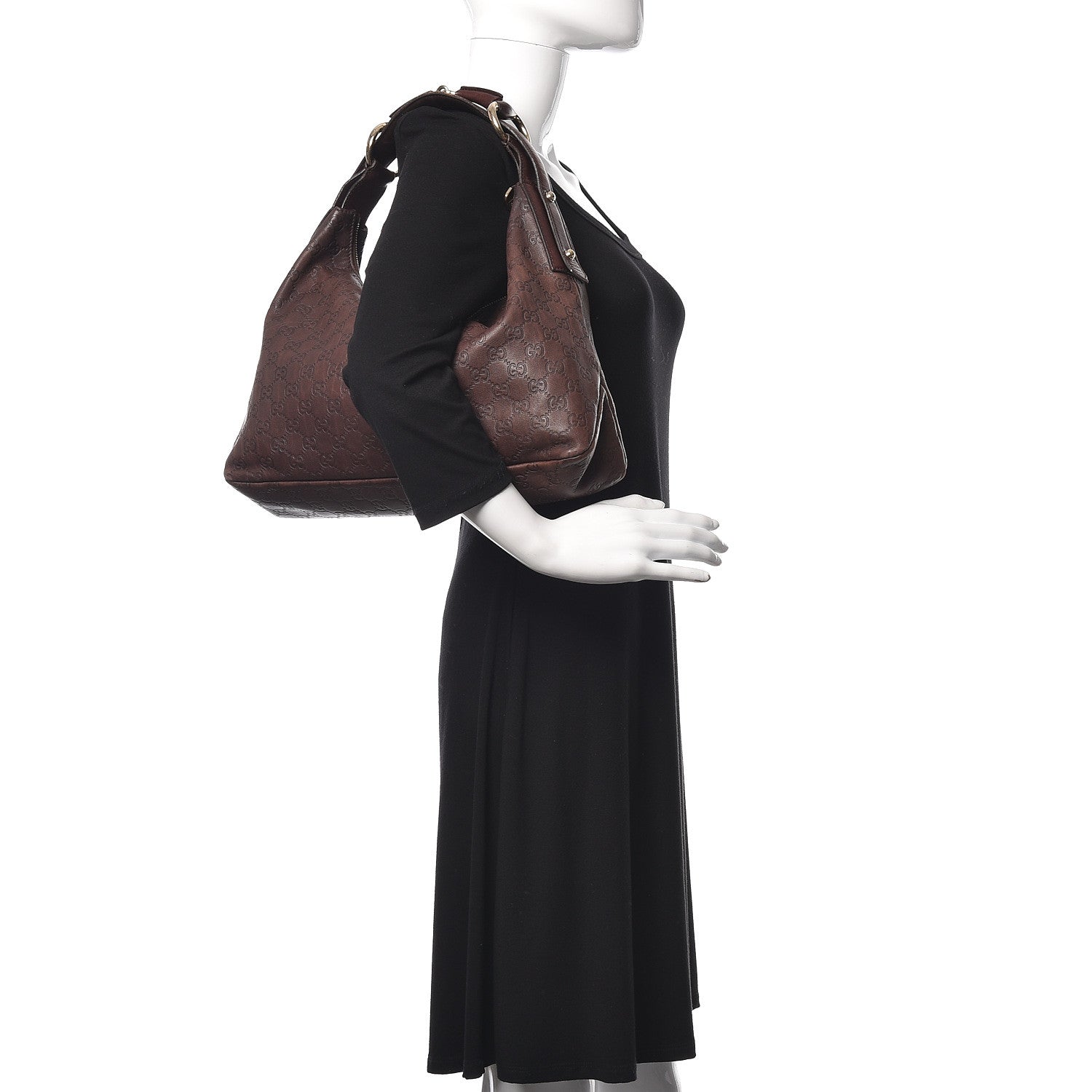 Gucci Calfskin Medium Horsebit Chain Hobo Brown 2 of 19